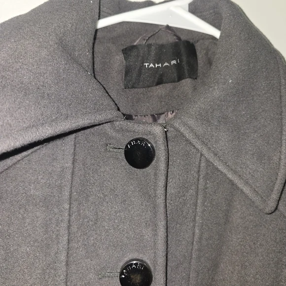 Tahari Dark Gray Trench Coat - Picture 5 of 16